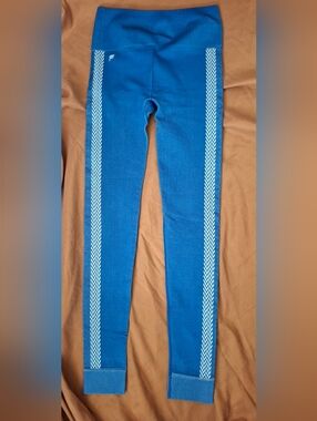 Fila Blue Seamless Athletic Leggings with Stylish Side Stripes
